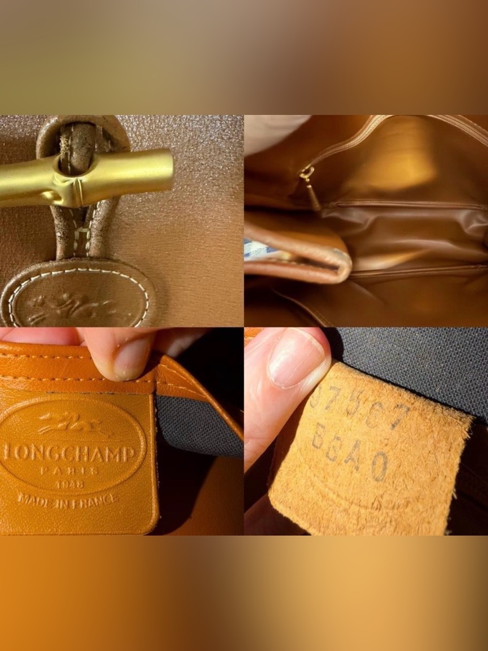 Vintage Longchamp Roseau Leather Handbag – Cognac - Picture 10 of 11